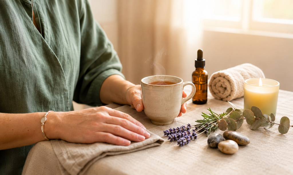 Consultation en naturopathie holistique et flacons d'huiles de soin à Chevannes